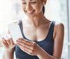 Woman using a smartphone with a blurred background